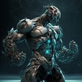 Abstract futuristic cyborg fighter illustration