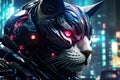 Futuristic Cyberpunk cat. Generate Ai