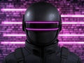 Futuristic cyberpunk character in neon light