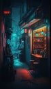 Futuristic Cyberpunk City Alley Bar