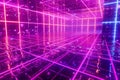 Futuristic Cyberpunk Cityscape with Vibrant Neon Lights and Abstract Digital Grid Virtual Reality Concept Royalty Free Stock Photo