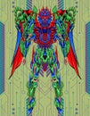 Futuristic cyberpunk mecha robot full body illustration