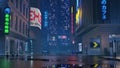 Futuristic Cyberpunk Night City Scene Royalty Free Stock Photo