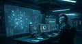 Cyberpunk Hacker at Work Royalty Free Stock Photo