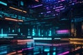 Futuristic Cyberpunk Speed Lights: Abstract Background of Moving Neon Technology Royalty Free Stock Photo