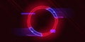 Futuristic cyberpunk style circle with glitch effect. Circle with red cyberpunk elements and blue hud neon hologram Royalty Free Stock Photo