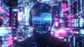 futuristic cyberpunk style morphing simulation display Royalty Free Stock Photo