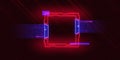 Futuristic cyberpunk style square with glitch effect. Square with red cyberpunk elements and blue hud neon hologram Royalty Free Stock Photo
