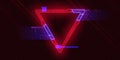 Futuristic cyberpunk style triangle with glitch effect. Triangle with red cyberpunk elements and blue hud neon hologram Royalty Free Stock Photo