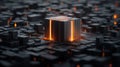 Futuristic Cybersecurity Concept Featuring Glowing Firewall Surrounded by Dark Blocks and Structure