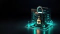Futuristic Cybersecurity Concept with Padlock