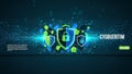 Futuristic Cybersecurity Concept with Shields and Locks on Digital Background Royalty Free Stock Photo
