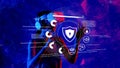 Futuristic Cybersecurity Concept with Virtual Reality and Data Protection Elements in a Digital Environment XDMCP Royalty Free Stock Photo