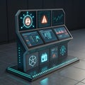 Futuristic Cybersecurity Control Panel with Digital Interface Royalty Free Stock Photo