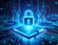 Futuristic Cybersecurity Digital Lock with AI Encryption Technology Data Protection and Secure Network Concept Background Royalty Free Stock Photo