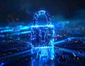 Futuristic Cybersecurity Digital Lock for Data Protection and Network Security Royalty Free Stock Photo