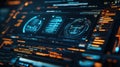 Futuristic cybersecurity interface displaying real time data analysis and threat detection