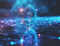 Futuristic Cybersecurity Shield with Digital Lock, Data Protection Network, AI Security Technology Royalty Free Stock Photo