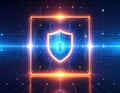 Futuristic Cybersecurity Shield Protection Interface with AI Digital Security Technology and Data Protection Concept Royalty Free Stock Photo