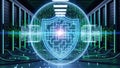 Futuristic Cybersecurity Shield Protecting Data Center Royalty Free Stock Photo