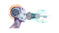 Futuristic Cyborg Head AI Neural Network Technology, vector design Generative AI Royalty Free Stock Photo