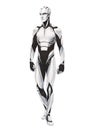 Futuristic cyborg illustration full body standing isolated