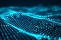 A futuristic 3D abstract background featuring an endless array of floating, transparent cubes