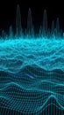 Futuristic 3D abstract visualization of a glowing blue digital sound wave or data network image Royalty Free Stock Photo