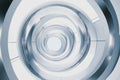 A futuristic 3D background of a colossal AI-controlled space station. Gigantic rotating rings