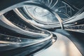 A futuristic 3D background of a colossal AI-controlled space station. Gigantic rotating rings