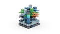 Futuristic 3D Data Server Stack with Glowing Circuits and Colorful Blocks image photo Royalty Free Stock Photo