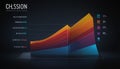 Futuristic 3D data visualization chart with upward trend and abstract Royalty Free Stock Photo