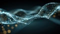 Futuristic 3D Digital Data Wave with Glowing Neural Network Connections and Particle Flow Representing Artificial Intelligence Royalty Free Stock Photo