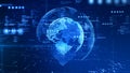 Futuristic 3D digital earth with data streams and interface graphics. Ideal for global technology, network systems, or big data Royalty Free Stock Photo
