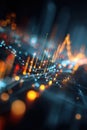 Futuristic 3D Financial Data Chart with Glowing Nodes and Lines Royalty Free Stock Photo