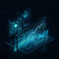 Futuristic 3D Holographic Data Visualization Dashboard on Digital Device Royalty Free Stock Photo