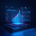 Futuristic 3D Holographic Data Visualization Dashboard on Digital Device Royalty Free Stock Photo