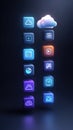 Futuristic 3D Icons for Cloud Data and Technology Royalty Free Stock Photo