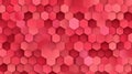 A futuristic 3D illustration of a digital-generated background with glossy, red hexagons in a hexagon pattern, offering