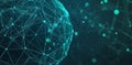 A futuristic 3D illustration of a digital technology futuristic internet network connection blue green background Royalty Free Stock Photo