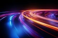 Futuristic 3D motion lines high speed beams, abstract blur background