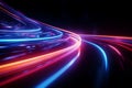 Futuristic 3D motion lines high speed beams, abstract blur background