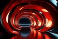 Futuristic 3d red grid tunnel or wormhole - cosmic funnel-shaped spiral technology Royalty Free Stock Photo