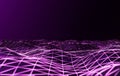 Futuristic 3D Render: Abstract Plexus Purple Geometrical Shape in High-Tech Network Connection
