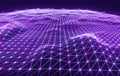 Futuristic 3D Render: Abstract Plexus Purple Geometrical Shape in High-Tech Network Connection