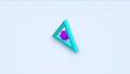 Futuristic 3D render of colored polyhedral shape inside triangle isometric view