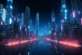 Futuristic 3D render Cyber night cityscape with captivating luminosity