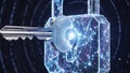 Digital Key Unlocking Cybersecurity Padlock Royalty Free Stock Photo