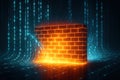 3D visualization of digital firewall blocking data. Ai-generated Royalty Free Stock Photo