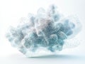 A futuristic 3D-rendered data cloud with floating binary code and interconnected nodes
